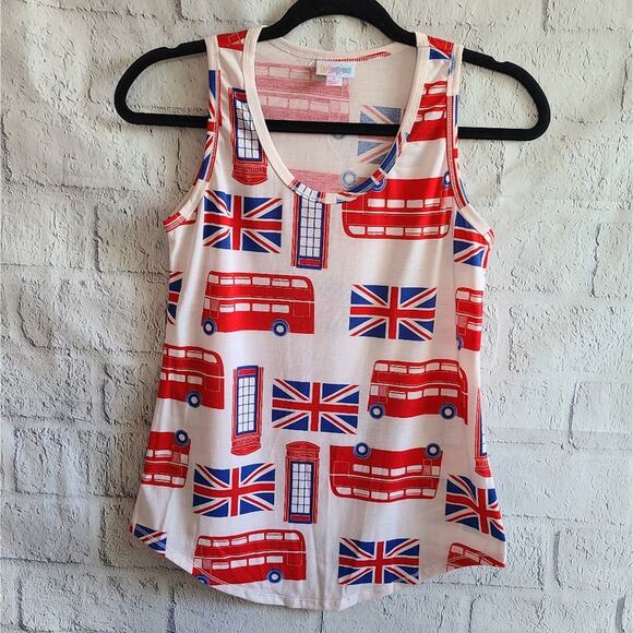 LuLaRoe London British Flag Scoop Neck Tank Top SZ S - Picture 2 of 11